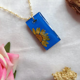 Handmade Resin Pendant With Half Daisy Pearl Flower